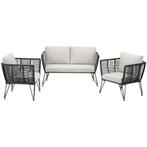 tectake Tuin-loungeset Sundo in rope-design van wicker - ant, Tuin en Terras, Tuinsets en Loungesets, Verzenden, Nieuw