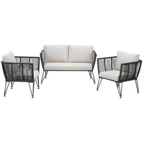 tectake Tuin-loungeset Sundo in rope-design van wicker - ant, Tuin en Terras, Tuinsets en Loungesets, Verzenden