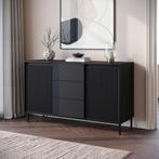 Meubella Dressoir 153 cm zwart | Opbergkast modern, Huis en Inrichting, Kasten | Dressoirs, Verzenden, Nieuw, 50 tot 75 cm, 150 tot 200 cm