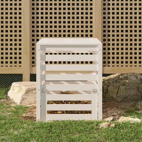 vidaXL Compostbak 63,5x63,5x77,5 cm massief grenenhout wit, Tuin en Terras, Overige Tuin en Terras, Nieuw, Verzenden