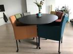 Set van 6 leren kuip eetkamerstoelen - met wieltjes -, Huis en Inrichting, Stoelen, Overige kleuren, Nieuw, Leer, Ophalen of Verzenden
