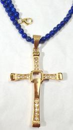 Natuurlijk lapis lazuli - AAAA++ - kruis met circonias -