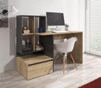 Bureau Pierre 2 Eiken - Antraciet - 145 cm, Huis en Inrichting, Bureaus, Verzenden, Nieuw