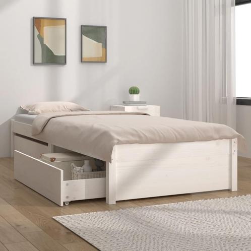 vidaXL Cadre de lit avec tiroirs Blanc 90x190 cm Simple, Maison & Meubles, Chambre à coucher | Lits, Neuf, Envoi
