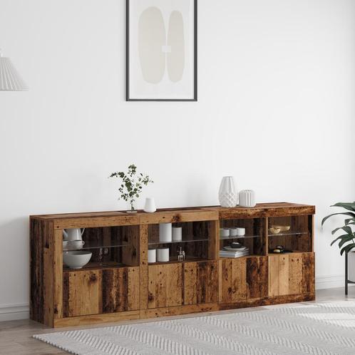 vidaXL Dressoir met LED-lampen Oud Hout 202x37x67 cm Gemaakt, Huis en Inrichting, Kasten | Dressoirs, Nieuw, Verzenden