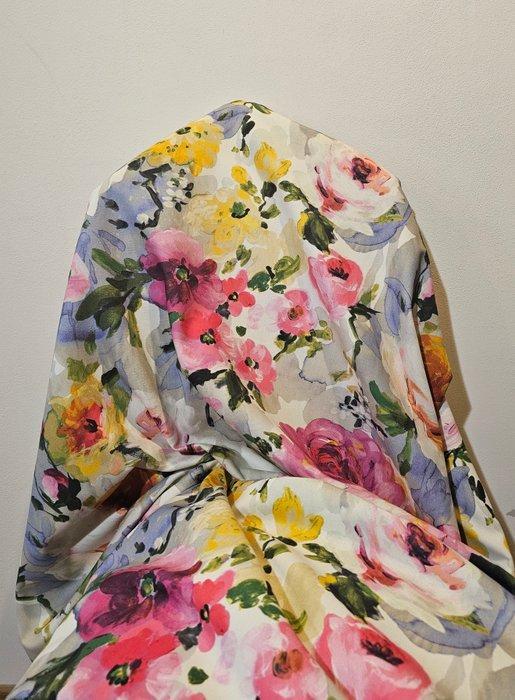 300x280 cm! Exclusief beschilderde bloemstof – Narure, Antiquités & Art, Tapis & Textile