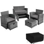 tectake Wicker zitgroep Modena 3+2+1 met beschermhoes - grij, Tuin en Terras, Tuinsets en Loungesets, Verzenden, Nieuw