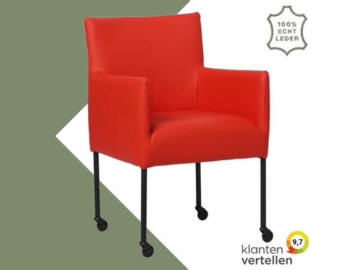 Leren eetkamerstoel Desire - Toledo Ferrari (felrood) -, Huis en Inrichting, Stoelen, Nieuw, Eén, Leer, Ophalen of Verzenden