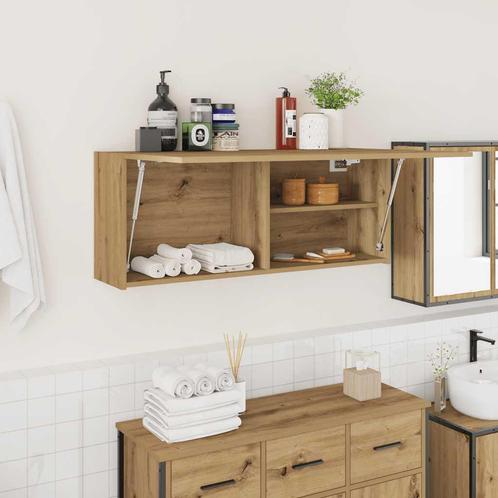 vidaXL Badkamerwandkast 100x25x40cm bewerkt hout artisanaal, Huis en Inrichting, Tafels | Kaptafels, Nieuw, Verzenden