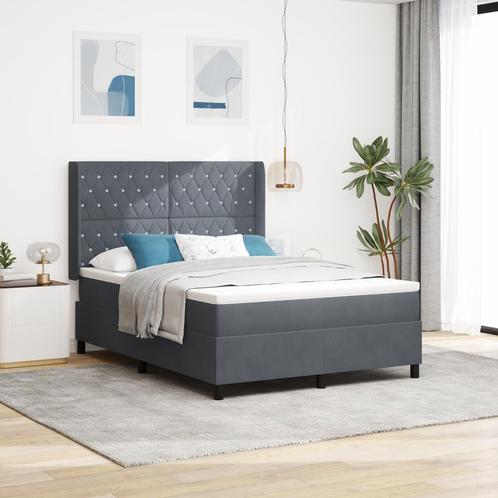 vidaXL Boxspring Bed met Matras Donkergrijs 140x200 cm, Huis en Inrichting, Slaapkamer | Bedden, Nieuw, Verzenden