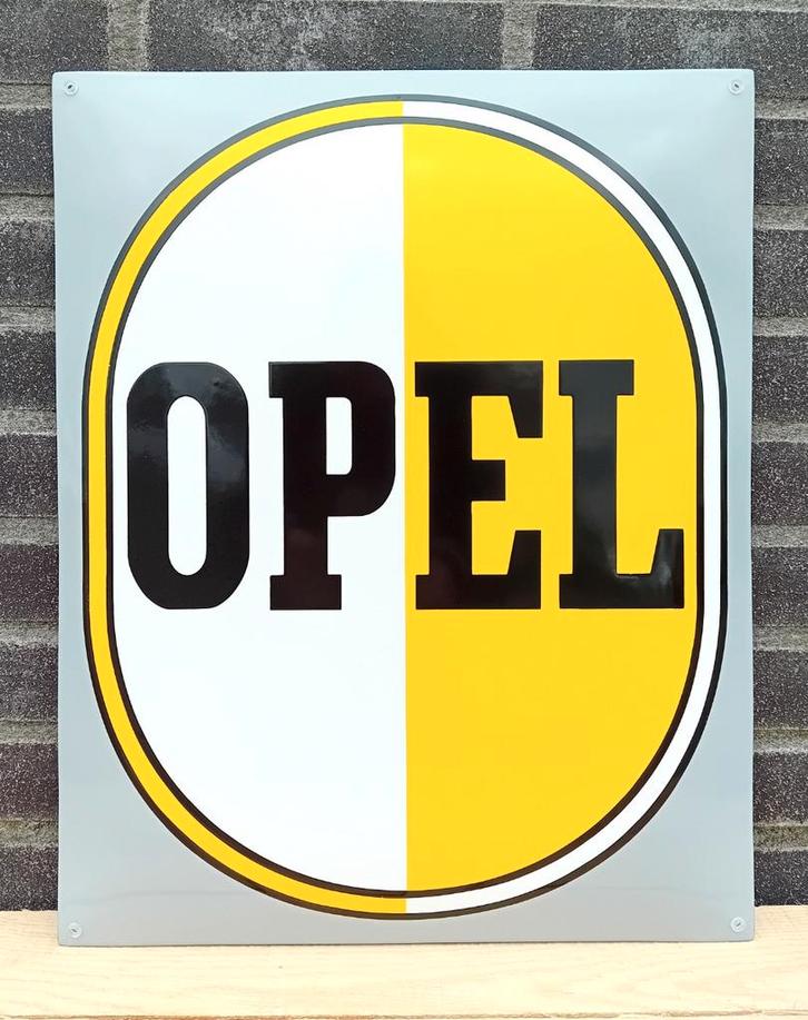Opel emaille wit/geel, Verzamelen, Merken en Reclamevoorwerpen, Verzenden