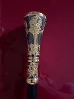 Canne de marche - couleur , plaqué or et noir - Métal,