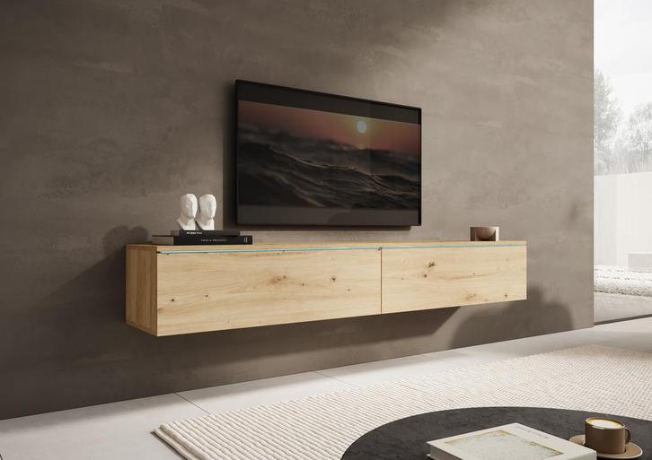 TV-Meubel Dixon - Eiken - 180 cm - tv kast - Led, Huis en Inrichting, Kasten |Televisiemeubels, 25 tot 50 cm, Nieuw, 150 tot 200 cm