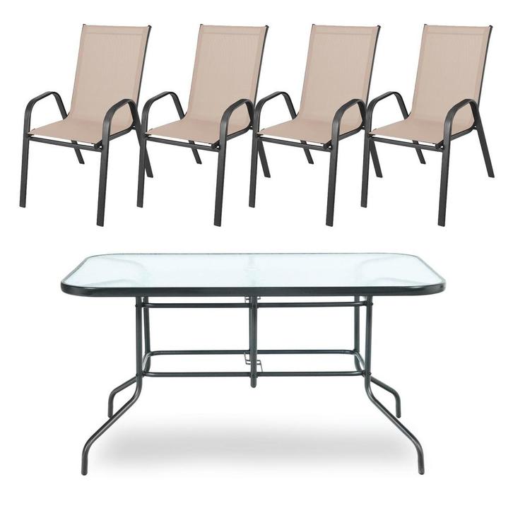 Stoere Tuinset Beige 140x80 | Tweede Kansje | OP=OP, Tuin en Terras, Tuinsets en Loungesets, Nieuw, Overige materialen, Tuinset