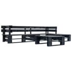 vidaXL 4-delige Loungeset pallet hout zwart, Verzenden, Nieuw, Loungeset