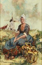Gustave Flasschoen (1868-1940) - La laitière de Zélande, Antiquités & Art