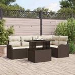 vidaXL Tuinbank Set met kussen met kussen 6 pcs Bruin Poly, Tuin en Terras, Verzenden, Nieuw