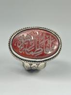 925 zilver met natuurlijke rode agaat met Arabische, Antiek en Kunst