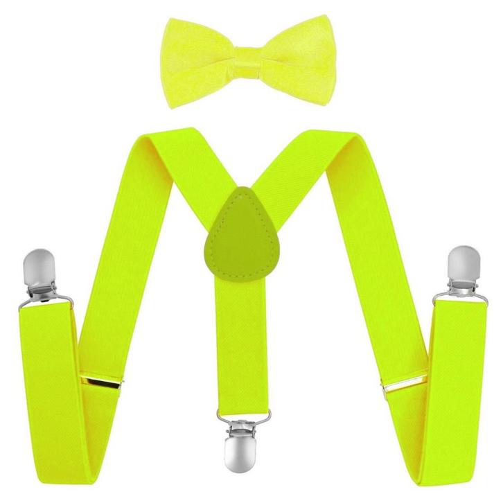 Fako Fashion - Kinder Bretels Met Vlinderstrik - 65cm - Fluo, Kinderen en Baby's, Kinderkleding | Overige, Verzenden
