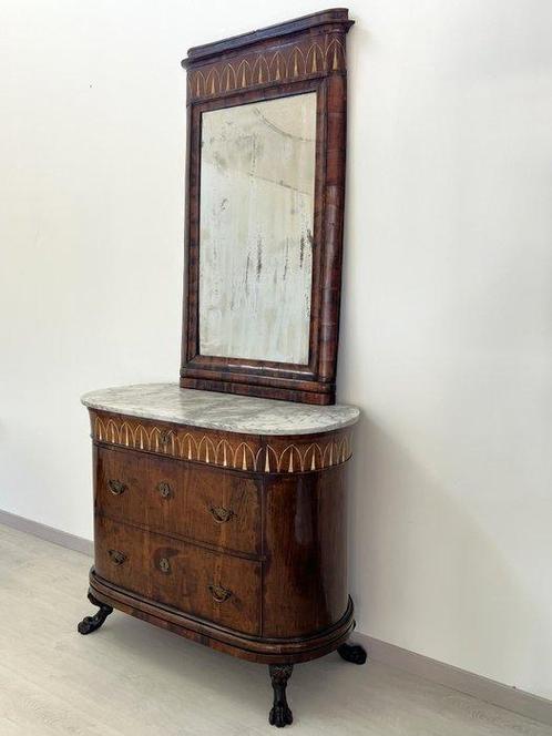 Commode - Noyer - commode avec miroir, Antiek en Kunst, Antiek | Meubels | Stoelen en Sofa's