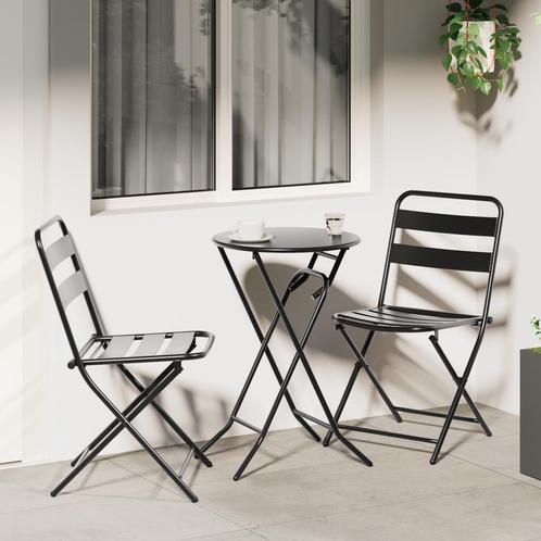 vidaXL 3-delige opvouwbare bistroset in antraciet staal, Tuin en Terras, Tuinsets en Loungesets, Nieuw, Verzenden