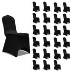 vidaXL Housses élastiques de chaise Noir 24 pcs, Verzenden, Neuf