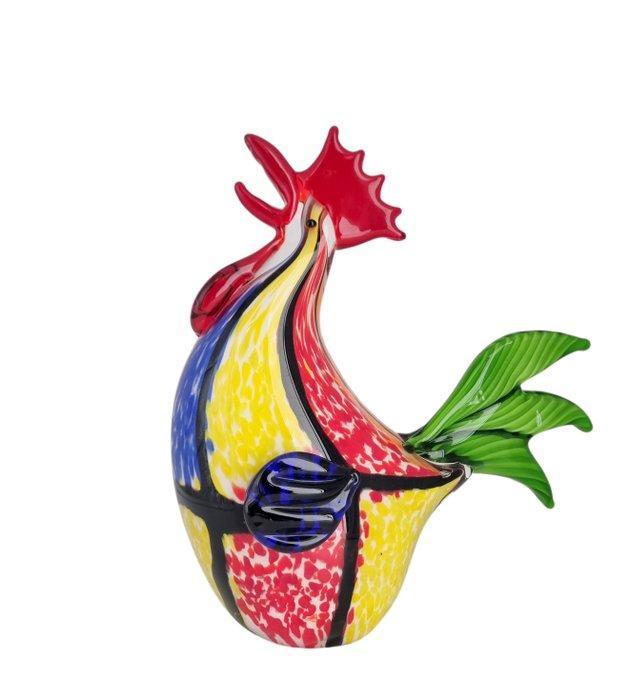 Beeldje - Colorful Rooster - 26 cm - Glas, Antiek en Kunst, Kunst | Designobjecten