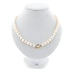 Parel collier met 9 krt. bicolor slot | 49 cm (vintage), Handtassen en Accessoires, Kettingen, Gebruikt, Ophalen of Verzenden