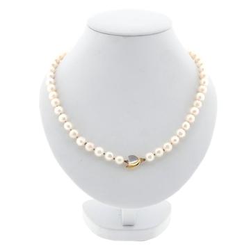 Parel collier met 9 krt. bicolor slot | 49 cm (vintage) beschikbaar voor biedingen