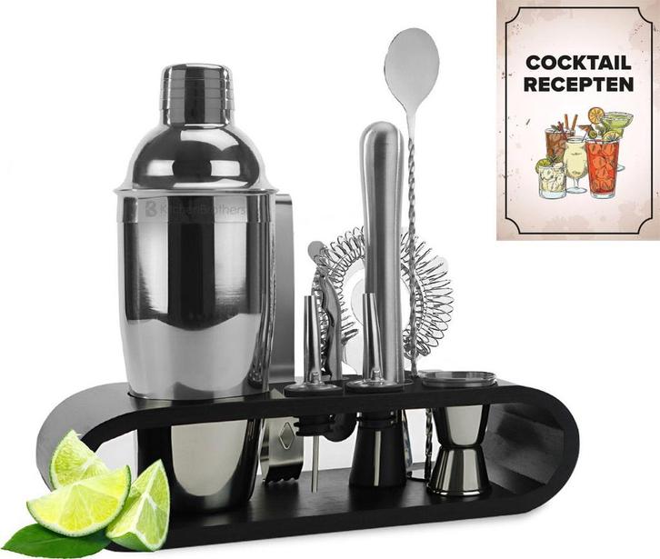 2dekans | KitchenBrothers Cocktail Set met Cocktailshaker -, Huis en Inrichting, Keuken | Keukenbenodigdheden, Ophalen of Verzenden