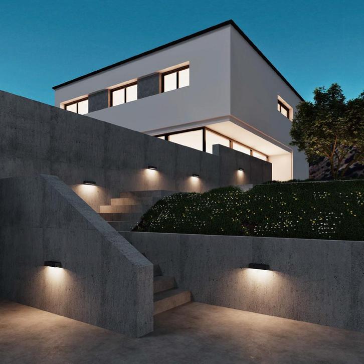 Wandverlichting modern Score Muurlamp Zwart Extra Large, Tuin en Terras, Buitenverlichting, Verzenden