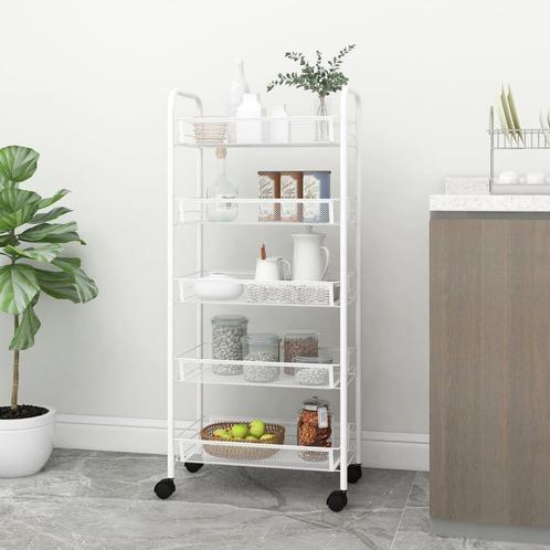 vidaXL Keukentrolley 5-laags 46x26x105 cm ijzer wit, Huis en Inrichting, Keuken | Keukenbenodigdheden, Nieuw, Verzenden