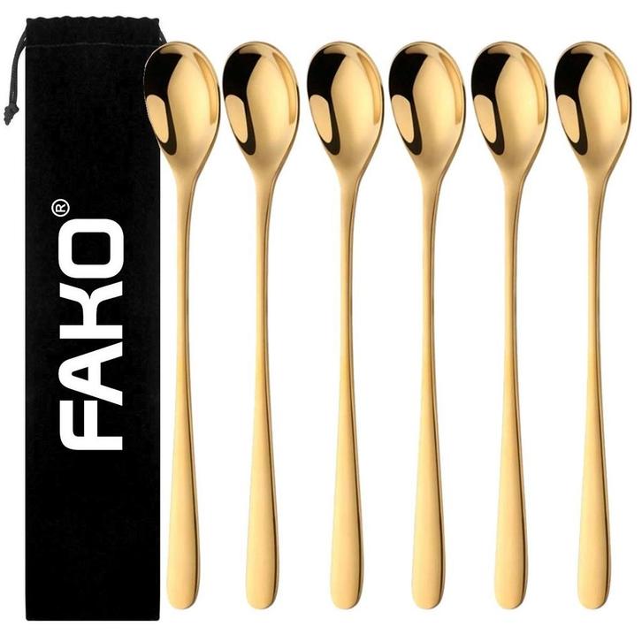 Fako Bijoux - 6 Lange HQ Lepels - Latte Macchiato -, Huis en Inrichting, Keuken | Bestek, Verzenden