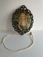 Lamp - Vintage bronzen filigree bolglas lijst met lamp. -, Antiek en Kunst