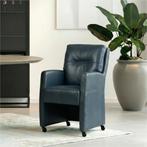 Set van 10 Leren eetkamerstoelen Sharp - Granada Blue, Huis en Inrichting, Stoelen, Ophalen of Verzenden, Nieuw, Leer