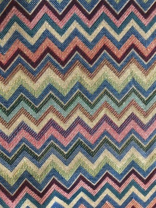 2 x 266 x 140 cm - zigzag damask fabric pastel turquoise -, Antiquités & Art, Tapis & Textile
