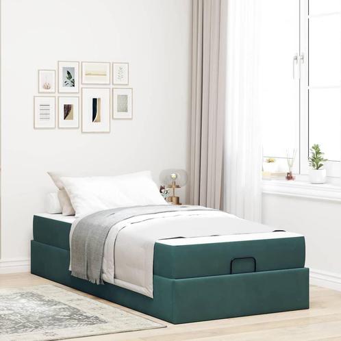 vidaXL Bedframe met matras met opslag Donkergroen 90 x 200, Huis en Inrichting, Slaapkamer | Bedden, Nieuw, Verzenden