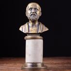 Albast, Brons, Socrates - Griekse filosoof Beeld - 195 mm