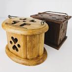 Voetenbank (2) - Eik - Twee houten stoven