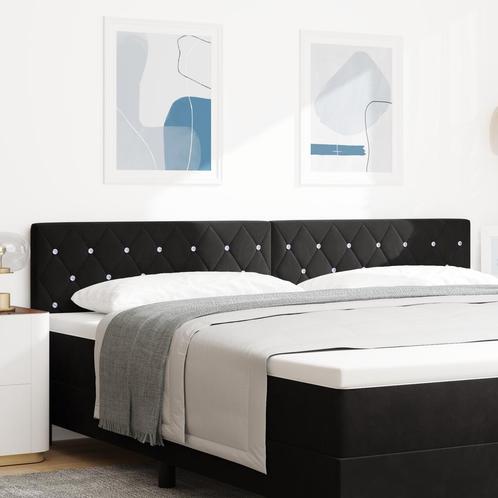 vidaXL LED hoofdbord met kristallen knoppen, tufted zwart,, Huis en Inrichting, Slaapkamer | Bedden, Nieuw, Verzenden