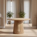 Tafel Rond Eikenhout  Latjes Onderstel 130ø, Huis en Inrichting, Tafels | Eettafels, Nieuw
