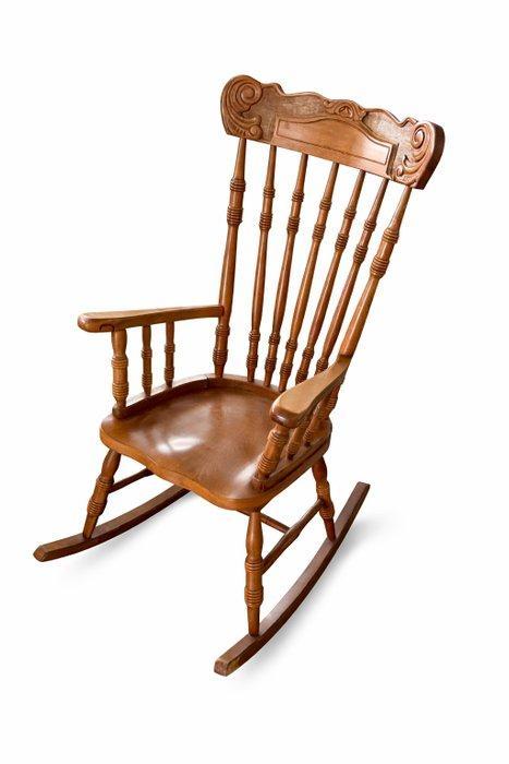 Chaise à bascule - Bois, Textile - Chaise à bascule, Antiquités & Art, Antiquités | Autres Antiquités