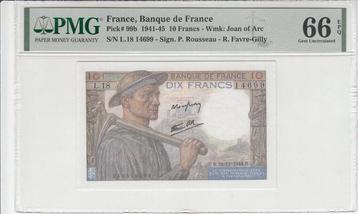 1942 France P 99b 10 Francs Pmg 66 Epq beschikbaar voor biedingen