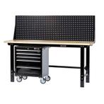 Werkbank zwart 200 cm met hardhouten blad +, Ophalen of Verzenden, Nieuw
