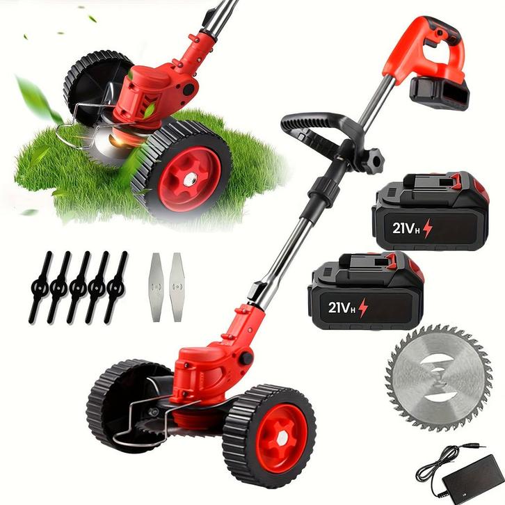 Grastrimmer met accu - Kantenmaaier - Bosmaaier - Rood - GOX, Tuin en Terras, Grastrimmers, Nieuw, Verzenden
