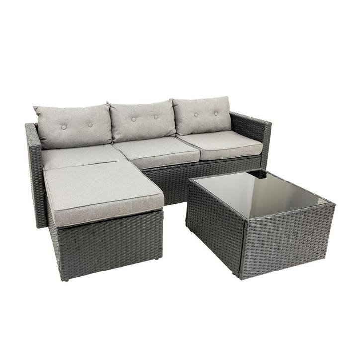MaxxGarden Loungeset Rattan Hoekset 4 persoon Bruin (Tuin), Tuin en Terras, Tuinsets en Loungesets, Nieuw, Ophalen of Verzenden