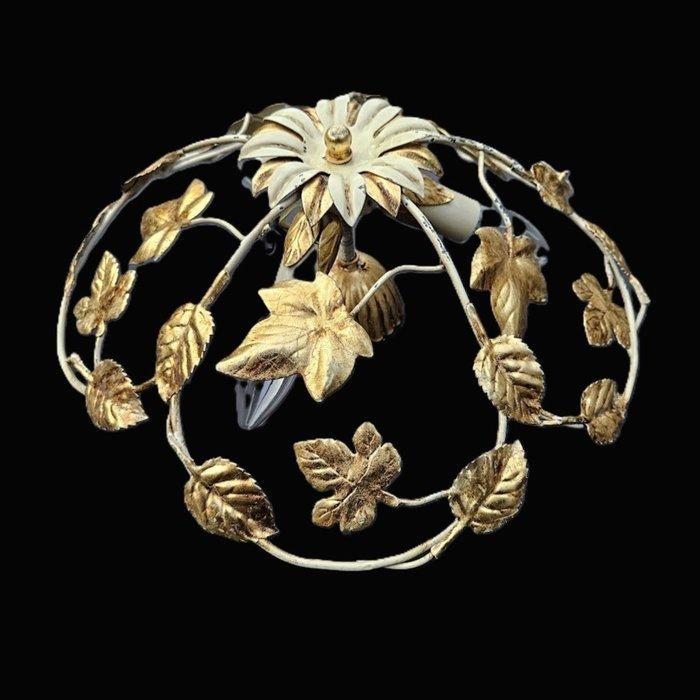 Plafondlamp - Smeedijzer - Tole lamp klimopbladeren, Antiek en Kunst, Antiek | Verlichting