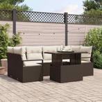 vidaXL Tuinbank Set met kussen 7 pcs Bruin en crème 100 x 55, Verzenden, Nieuw
