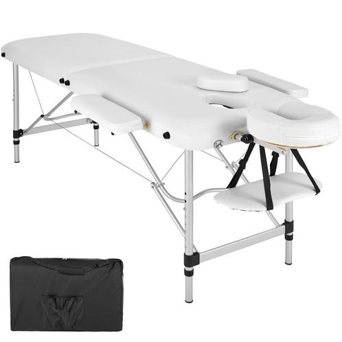 2-zones massagetafel met matras en aluminium frame - wit, Sport en Fitness, Massageproducten, Verzenden