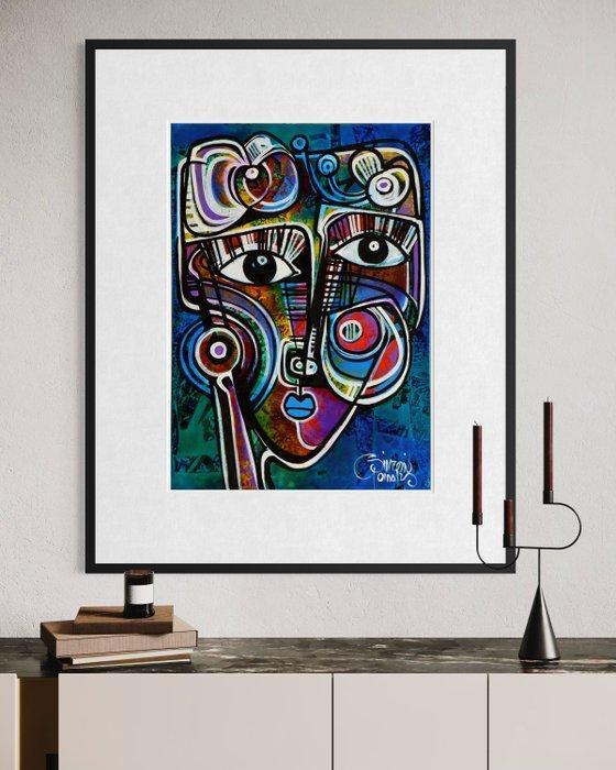 Simeon Gonzales - Mujer en Azul (NO RESERVE PRICE), Antiek en Kunst, Kunst | Schilderijen | Modern